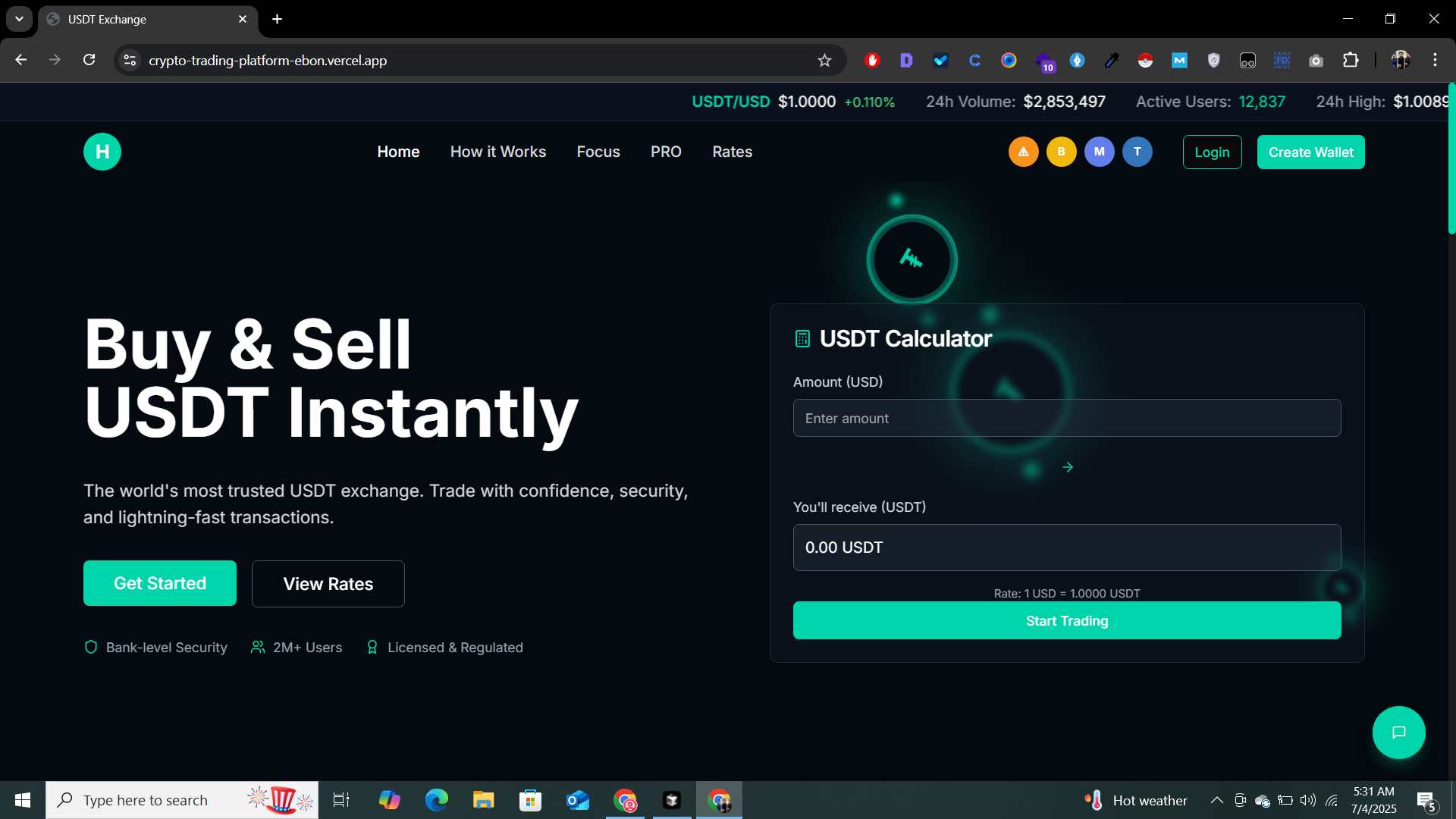 Custom Crypto Trading Platform